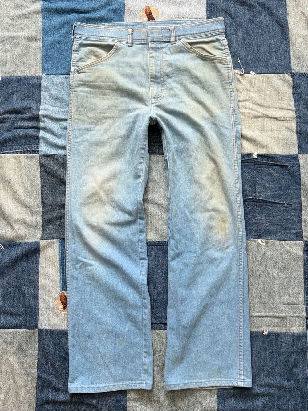 vintage 70s sport-abouts jeans distressed faded straight leg stretch 33x28